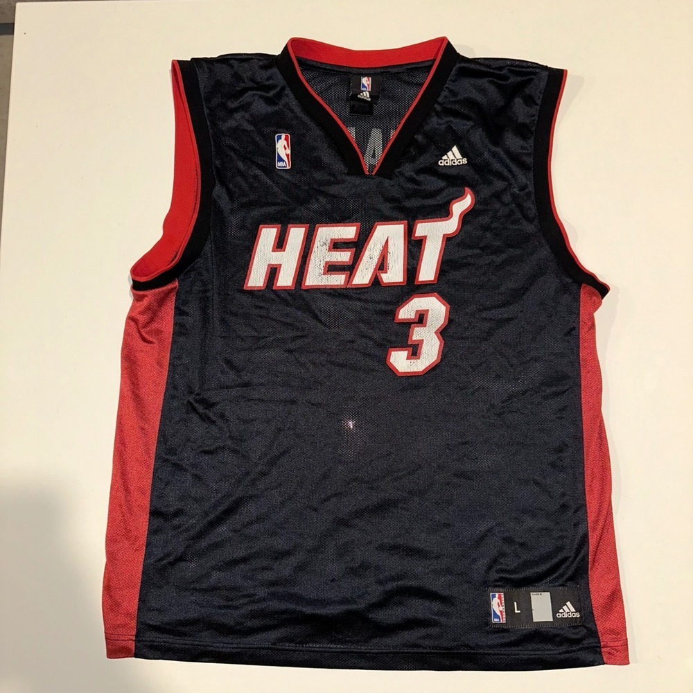 Adidas Miami Heat Jersey Dwyane Wade #3 Sleeveless Black Red L